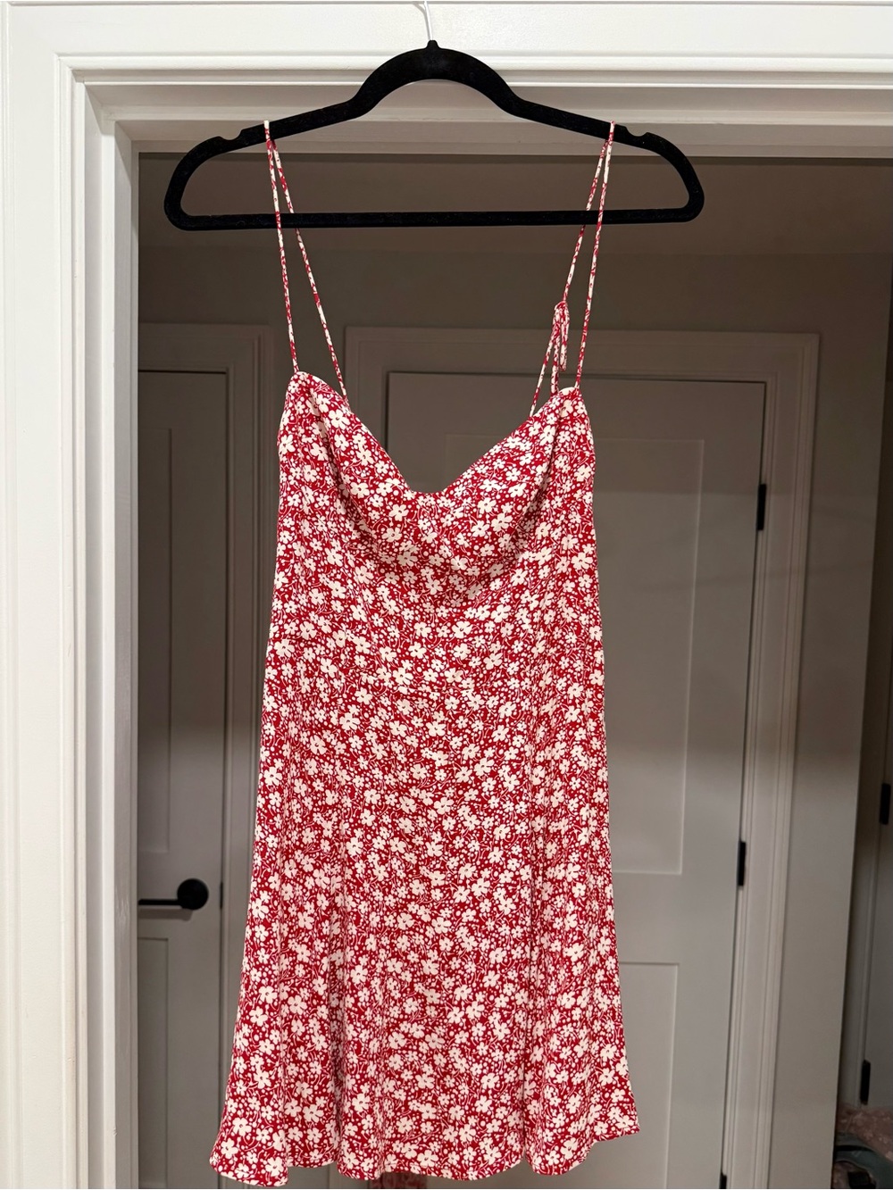 Red floral reformation mini dress